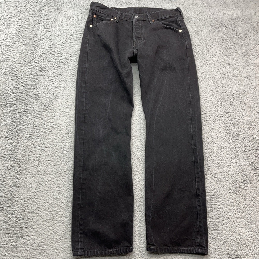 Levi's 501 Button Fly Jeans Mens 34x31 Black Straight Leg Classic Normcore